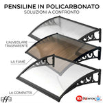 Pensilina Tettoia Policarbonato 3-5 mm Neutro Fumé Porta Finestra Esterno V.X